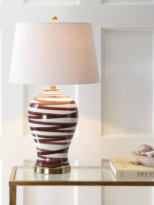 29" Ceramic Joelie Table Lamp (includes Led Light Bulb) Brown - Jonathan Y