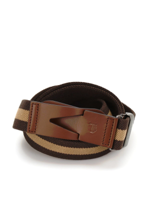 Tod's Embossed Logo Striped Belt