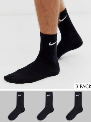 Nike Training 3 Pack Crew Socks In Black
