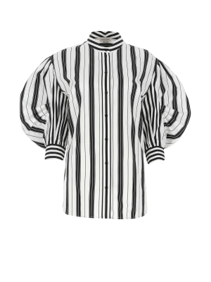 Alexander Mcqueen Striped Balloon Sleeve Shirt