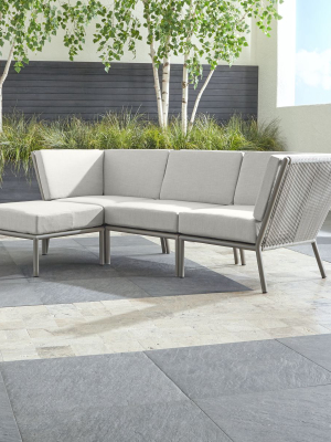 Morocco Light Grey 3-piece Sofa Sectional With Ottoman With White Sunbrella ® Cushions