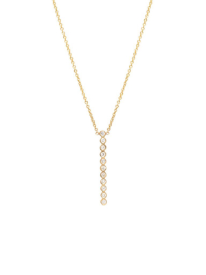 14k Vertical Tiny Diamond Bar Necklace