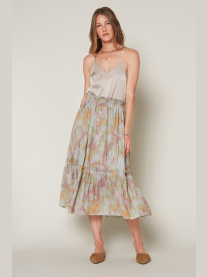 Crystal Pleated Tie Dye Midi Skirt