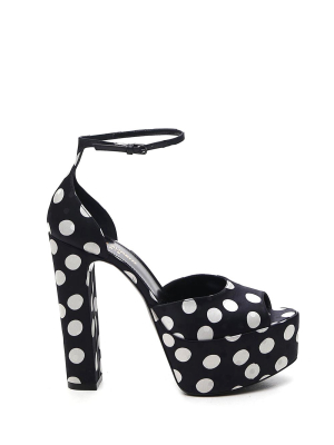 Saint Laurent Polka-dot Ankle Strapped Sandals