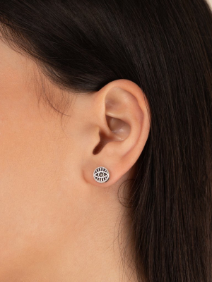 Evil Eye Circle Stud Earrings