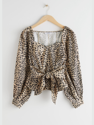 Leopard Knot Tie Blouse