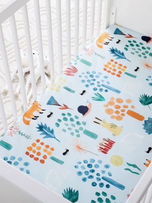 Organic Woodland Crib Fitted Sheet - Multi