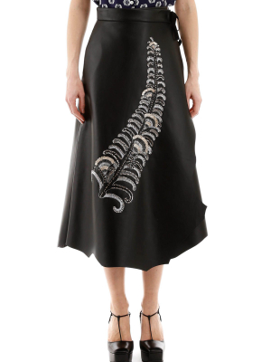 Prada Embellished Wrap Midi Skirt