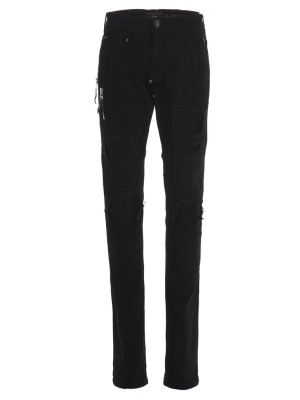 Philipp Plein Distressed Biker Skinny Jeans