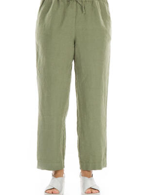 Pure Khaki Linen Trousers