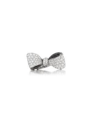 Bow White & Black Diamond Ring – Mid