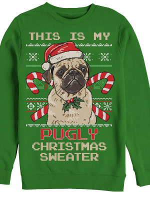 Men's Lost Gods Ugly Christmas Pug & Candy Canes Sweatshirt