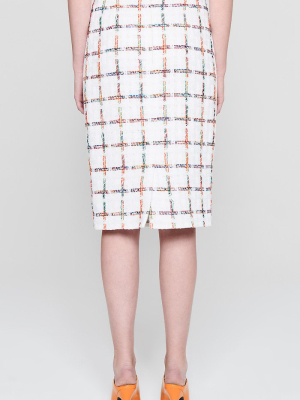 Cotton Check Tweed Skirt