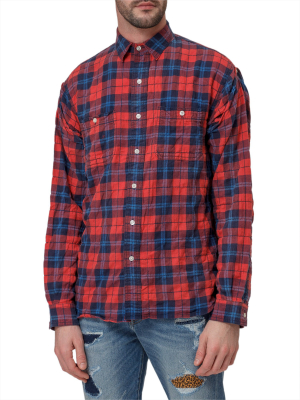 R13 Plaid Cut-out Detailed Shirt