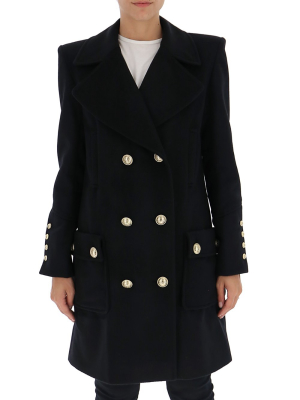 Balmain Button Detail Double Breasted Coat