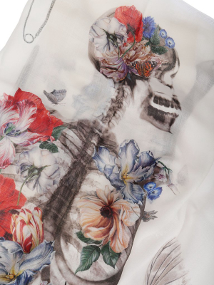 Alexander Mcqueen Floral Skull Print Scarf