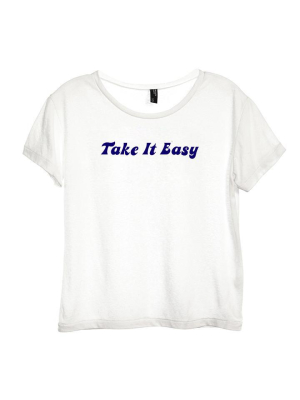 Take It Easy [distressed Women's 'baby Tee']