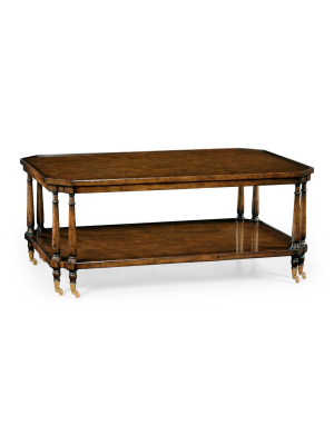 Rectangular Walnut Coffee Table On Castors