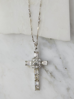 Vintage Stanhope Maria Cross Necklace With Lords Prayer, Silver