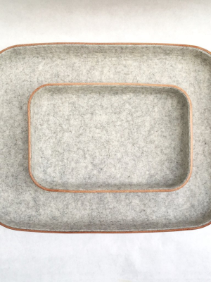 Large Leather & Wool Tray - Granite
