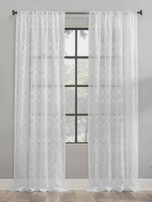 Embroidered Trellis Anti-dust Sheer Curtain Panel - Clean Window