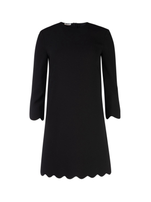 Miu Miu Scalloped Trim Long Sleeved Dress