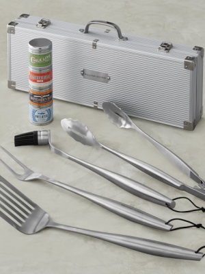 Williams Sonoma Stainless-steel Bbq Tool Set With Set Of 4 Mini Rubs