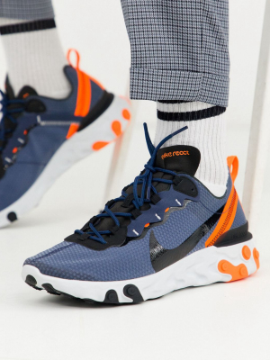 Nike React Element 55 Sneakers In Navy Ci3831-400