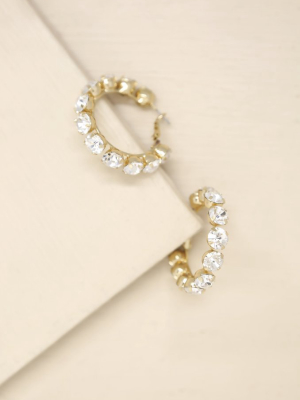 Small Crystal & 18k Gold Warrior Hoop Earrings