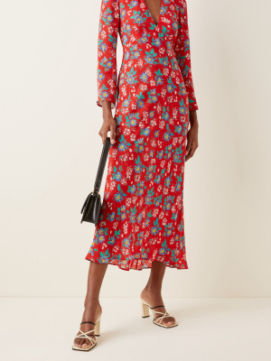 Nadine Printed Silk Open-back Midi Dress