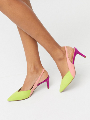 Asos Design Sofia Slingback Kitten Heels In Bright Mix