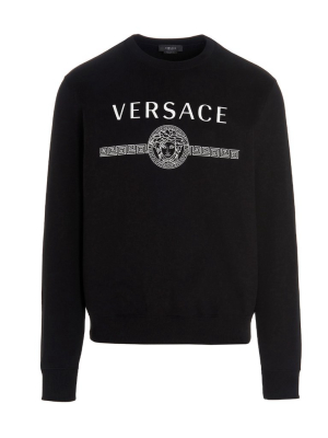 Versace Logo Print Crewneck Sweatshirt