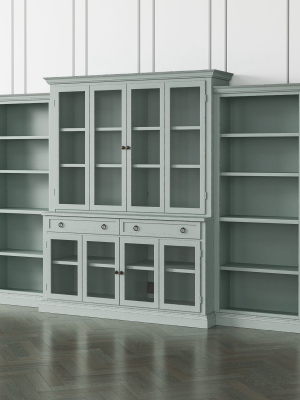 Cameo Blue Grey 4-piece Glass Door Wall Unit With Open Bookcase