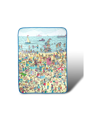 Just Funky Where's Waldo On The Beach Lightweight Fleece Throw Blanket | 45 X 60 Inches