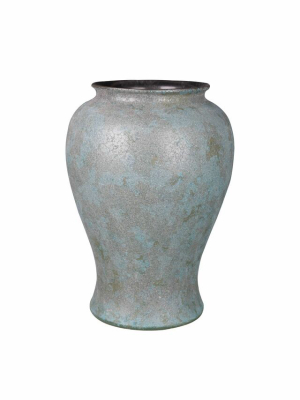 Weathered Bronze Green Crackle Jar