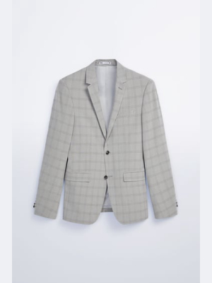 Plaid Textured Suit Jacket