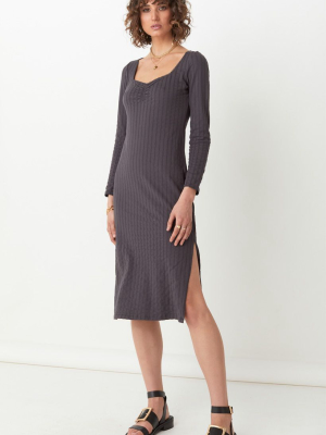 Bonnie Organic Rib Midi Dress - Charcoal