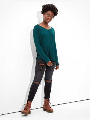 Ae Soft & Sexy Plush Long Sleeve V-neck T-shirt