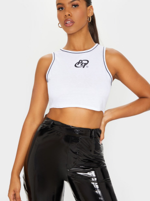 Prettylittlething White Jersey Logo Racer...