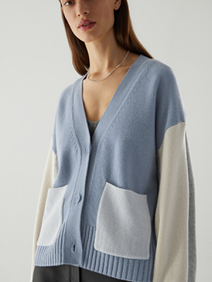 Cashmere Contrast Panel Cardigan