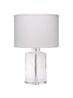 Napa Table Lamp In Clear Hammered Glass With Classic Drum Shade In White Linen