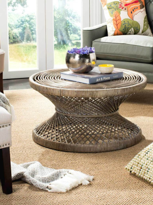 Griffin Bowed Coffee Table Gray White Wash