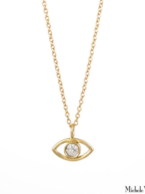 Gold Evil Eye Necklace With Diamond