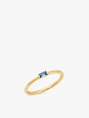 Blue Sapphire Baguette Solitare Ring