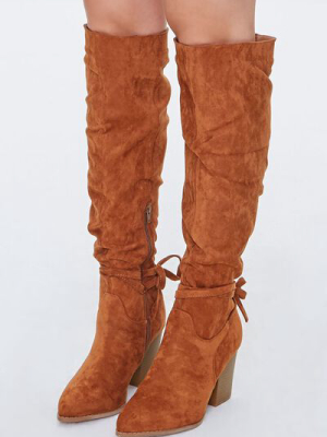 Slouchy Knee-high Bow Boots