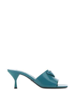 Prada Logo Patch Mid-heel Mules