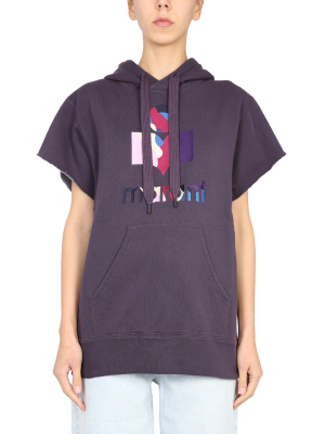 Isabel Marant Étoile Moby Logo Print Short Sleeve Hoodie