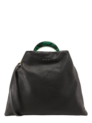 Marni Logo Debossed Top-handle Tote Bag