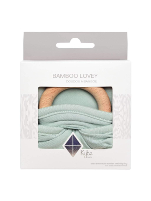Lovey In Sage With Removable Wooden Teething Ring