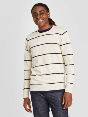 Men's Striped Regular Fit Crewneck Sweater - Goodfellow & Co™ Navy